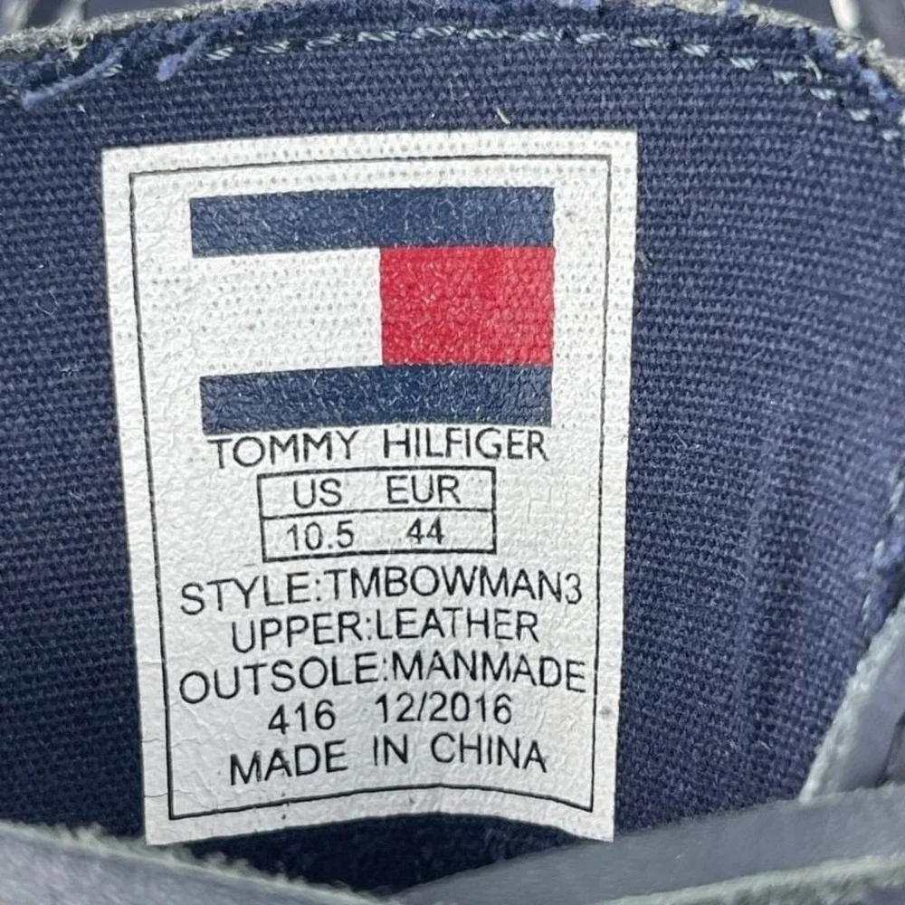 Tommy Hilfiger men's 10.5 navy blue and white boat shoes, deck loafers, leather